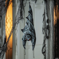 2 ft. Animated Hanging Light-Up Upside-Down Bat Halloween Prop Decoration