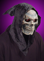 Hooded Skull Flexi Face Grim Reaper Halloween Mask Costume