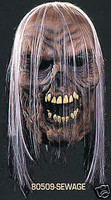 Sewage Rotted Zombie with Hair Halloween Mask Costume