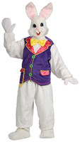 Plush Adult Deluxe White Easter Bunny Rabbit Mask & Costume Vest & Bowtie