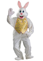 XL Plush Adult Deluxe Easter Bunny Rabbit Mascot Mask & Costume Vest & Tie