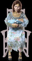 Life Size Animated Rocking Moldy Mommy Zombie w/ Baby Halloween Prop Decoration