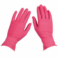 Pink nitrile powder free exam gloves