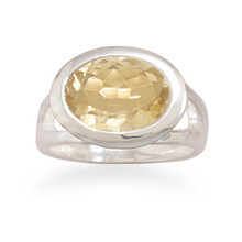 Faceted Oval Citrine Ring