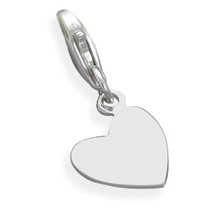 Heart Tag Charm Sterling Silver With Lobster Clasp