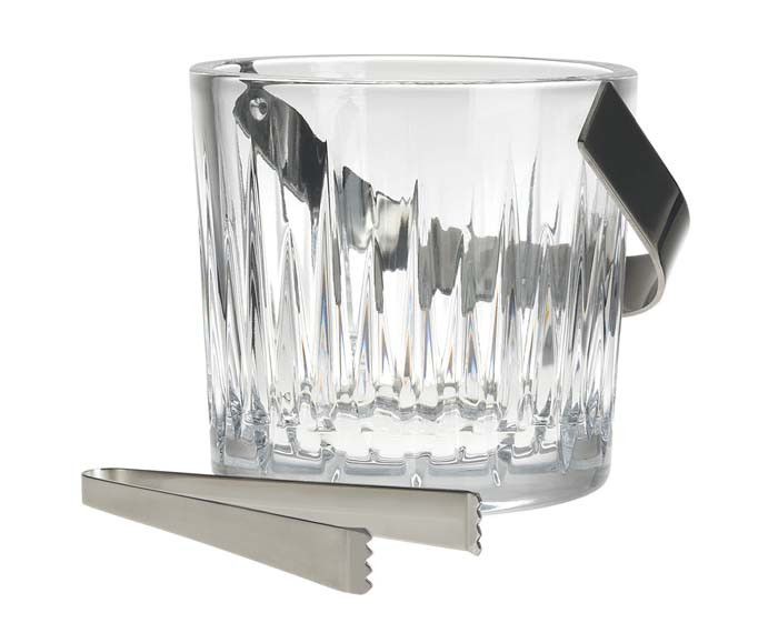 glass ice bucket with tongs