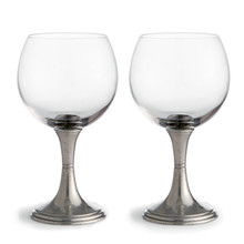 Crystal & Pewter Red Wine Glasses Pair