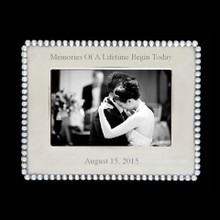 Engraved With - Memories Of A Lifetime Begin Today
add engraving of your special date as shown
Metal alloy non-tarnishing
Holds 4"x6" Photo
