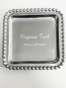 Square Tray Beaded Edge Brilliant Polished Silver Metal 4.25"sq. Small Tray Ring Dish Perfect Keepsake Personalized Gift