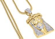 Diamond Jesus Face Pendant 10K Yellow Gold Solid Charm 1 Ct.