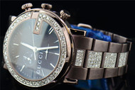 Mens Custom Diamond Gucci Ya101341 Brown PVD Metal Band Chrono Watch 6.50 ct.