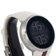Gucci Diamond White Watch Mens Full Casing Ya114214 5 Row Custom Digital 3.5 CT.