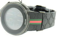 New Mens Custom Black Full i Gucci Digital YA114207 White Diamond Watch 2 CT.