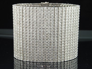 MENS 20 ROW .925 STERLING SILVER GENUINE DIAMOND LINK BRACELET 10 CT 200 GRAMS
