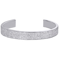 Mens 14K White Gold Genuine Round Diamond Cuff Bangle 9.80mm Bracelet 9.60 CT.