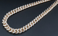 Genuine Diamond Miami Cuban Chain 5.75 Ct. 10K Rose Gold 7.62mm 30 Inch Necklace
