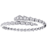 18K White Gold Diamond One-Coil Serpenti Slim Bracelet 20cm Snake Bangle 2.86 CT