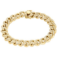 10K Yellow Gold 11.35mm Solid Miami Cuban Link Diamond Bracelet 8.50" | 2.10 CT.