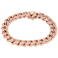 10K Rose Gold Solid Miami Cuban Link Diamond Bracelet 11.35mm | 8.50" | 2.10 CT.