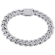 10K White Gold 11.85mm Diamond Solid Miami Cuban Bracelet 9" Box Clasp 3.10 CT.