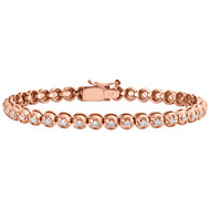 10K Rose Gold Round Diamond Crown Set Solitaire Prong Set Bracelet 7" | 2.07 CT.