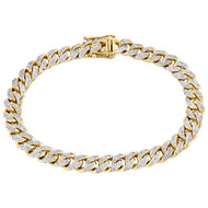 10K Yellow Gold 8.5mm Solid Miami Cuban 9" Genuine Diamond Link Bracelet 3.16 CT