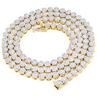 10K Yellow Gold Round Diamond 5mm Cluster Prong Set Chain 24" Necklace 11.23 CT.