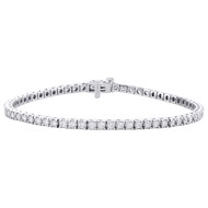 14K White Gold Round Diamond 3mm Prong Set Tennis Bracelet 7.50" | 2.70 CT.