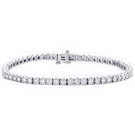 14K White Gold Round Diamond 3.25mm Prong Set Tennis Bracelet 7.50" | 3.92 CT.