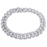 Sterling Silver Diamond 3D Puff Miami Cuban Link 12mm Bracelet 8.50" | 3 CT.