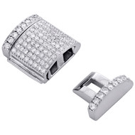 10K White Gold Miami Cuban Chain / Bracelet 14mm Diamond Box Clasp Lock 1 CT.