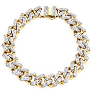 10K Yellow Gold Hollow 11mm Miami Cuban Link Cubic Zirconia CZ Bracelet 8 Inch