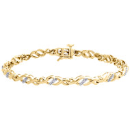 10K Yellow Gold Real Diamond Interlocking Tapered Infinity Bracelet 7" | 1/6 CT.