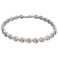 Sterling Silver Lab Created Oval Citrine & White Sapphire Bracelet 6.48 Tcw.