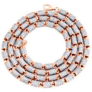 10K Rose Gold 4.75mm Diamond Barrel 3D Chain 24" Bullet Link Necklace 17.88 CT.
