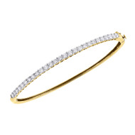 14K Yellow Gold Diamond 27 Stones Traditional Ladies Bangle Bracelet 7.5" 2 Ct.