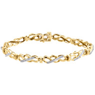 10K Yellow Gold Real Diamond Interlocking Triple Infinity Bracelet 7" | 1/2 CT.