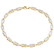 10K Yellow Gold Diamond Fancy Statement Tapered Link Bracelet 7.50" | 3/4 CT.
