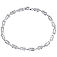 10K White Gold Diamond Fancy Statement Tapered Link Bracelet 7.50" | 3/4 CT.