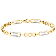 10K Yellow Gold Diamond Infinity Rectangle Link Statement Bracelet 7.5" | 1/3 CT