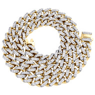 10K Yellow Gold Hollow 11mm Miami Cuban Chain Cubic Zirconia CZ Necklace 20"-26"