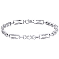 10K White Gold Diamond Infinity Rectangle Link Statement Bracelet 7.5" | 1/3 CT