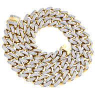 10K Yellow Gold Hollow 13mm Miami Cuban Chain Cubic Zirconia CZ Necklace 20"-26"