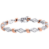 14K White Gold Rose Tone Milgrain Rope Diamond Fancy Bracelet 5.50mm | 1/2 CT.
