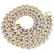 10K Yellow Gold Hollow 15mm Miami Cuban Chain Cubic Zirconia CZ Necklace 22"-30"