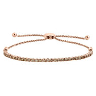 10K Rose Gold Genuine Brown Diamond Prong Set Tennis Bolo Bracelet 10" - 2 CT.