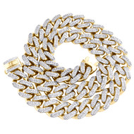 10K Yellow Gold Hollow 17mm Miami Cuban Chain Cubic Zirconia CZ Necklace 24"-30"