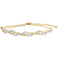 10K Yellow Gold Real Diamond Braided Milgrain Fancy Bolo Bracelet 11" | 1/2 CT.