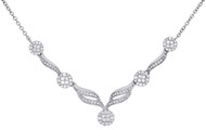 14K White Gold Princess Diamond 'Y' Drop Braided & Swirled Necklace 18" 1 Ct.