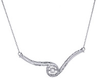 10K White Gold Dancing Diamond Twisted Swirl Statement Necklace 18" 0.21 Ct.